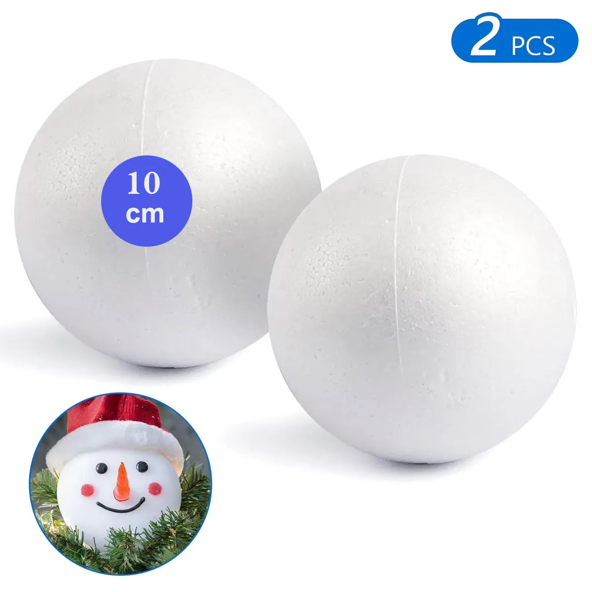 Pack Of 2 Pcs Polystyrene Balls Diameter 10 cm Ideal For School Science Projects & Creative Modeling , Christmas Tree Ornaments
